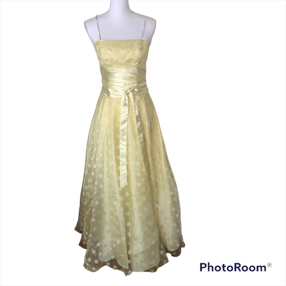 Masquerade Prom Dress, Yellow Tulle w/Polka Dots, sz 5/6 - Picture 2 of 11